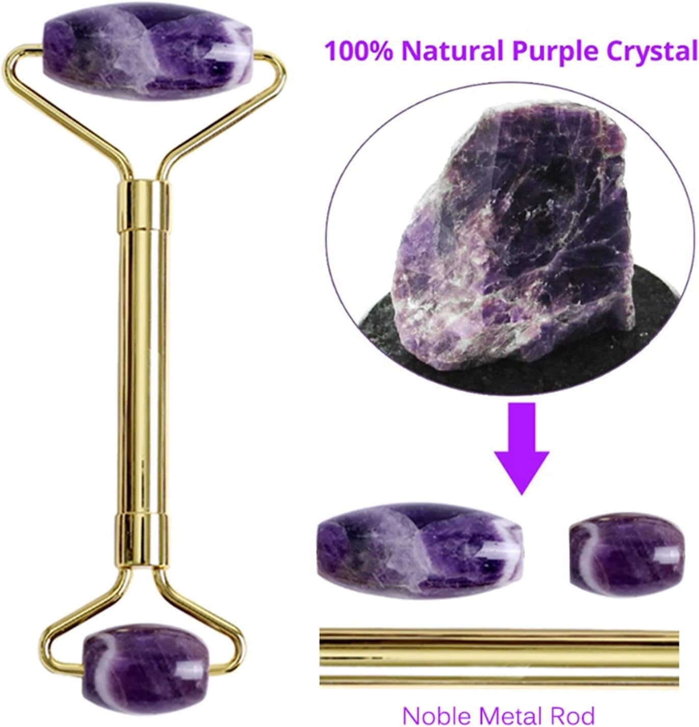 Amethyst Roller Set Heart Shaped Gua Sha Massager