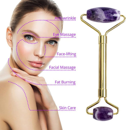 Amethyst Roller Set Heart Shaped Gua Sha Massager